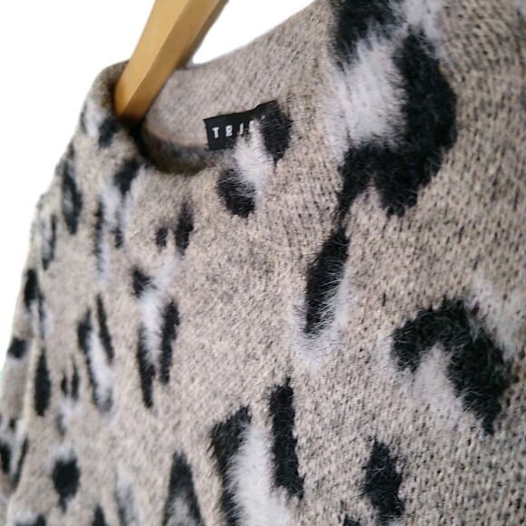 TRIBAL Leopard Print Sweater Mock Neck Pullover Long Sleeve Soft 3D Texture XL - Picture 2 of 8
